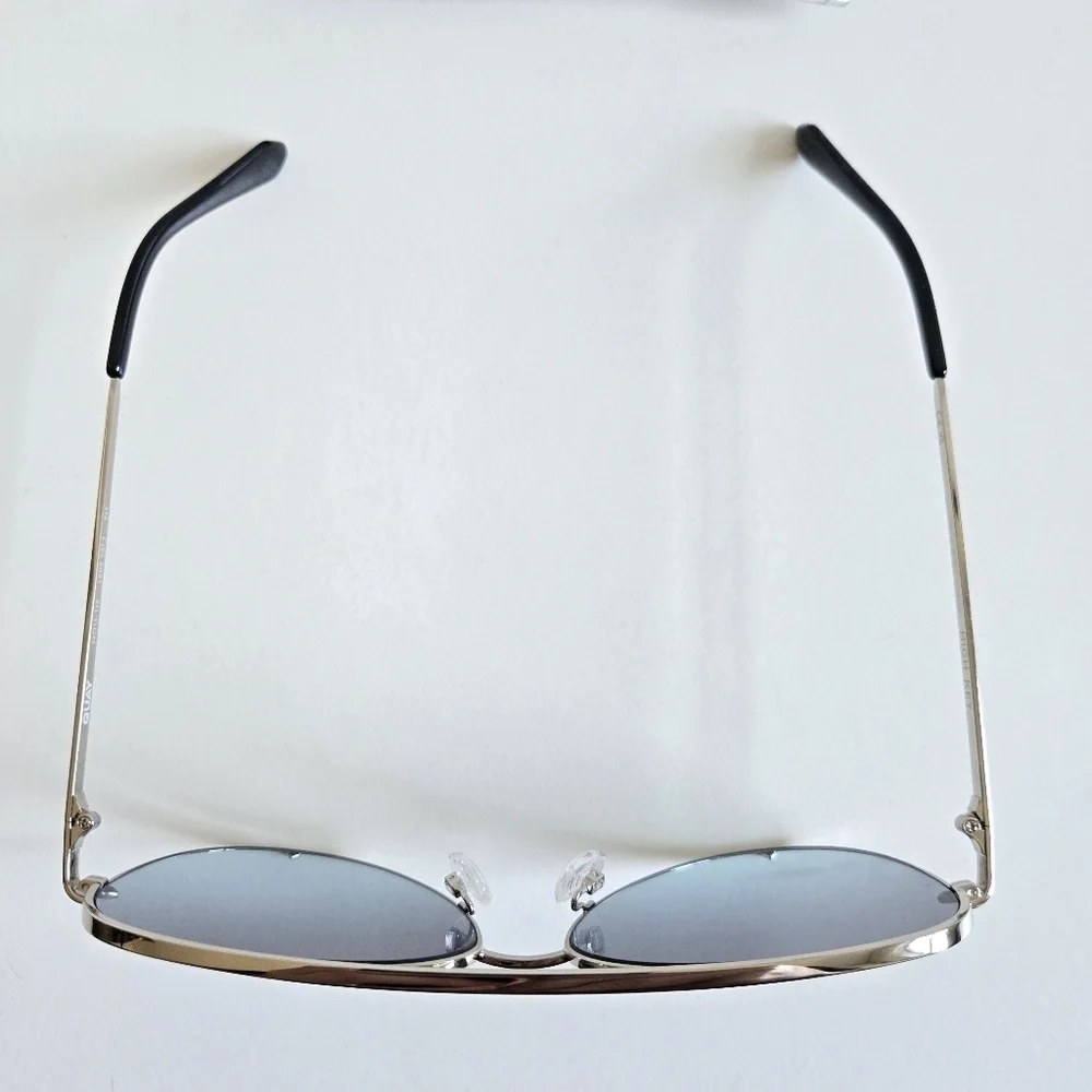 New Quay Unisex High Key Silver/Grey Light Turquoise Oversize Aviator Sunglasses